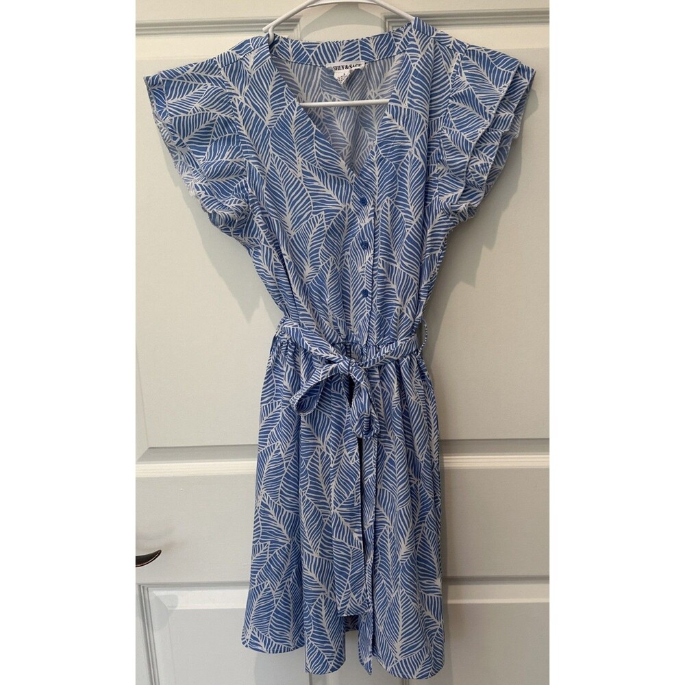 Juniors Ashly & Sage Blue and White Dress - Small